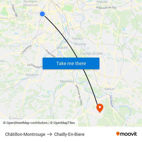 Châtillon-Montrouge to Chailly-En-Biere map