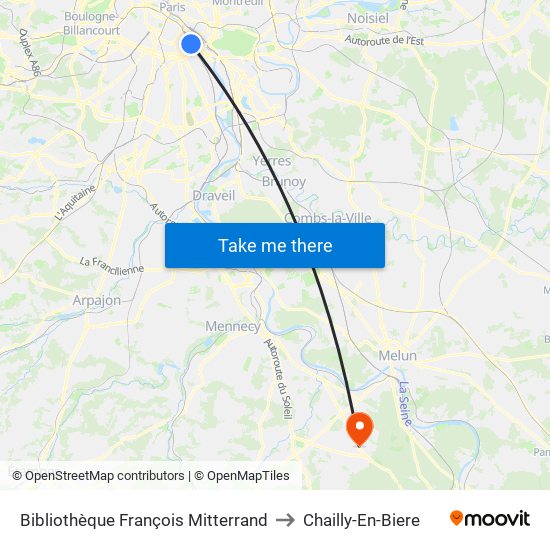 Bibliothèque François Mitterrand to Chailly-En-Biere map