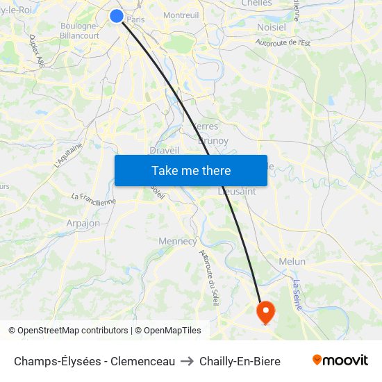 Champs-Élysées - Clemenceau to Chailly-En-Biere map