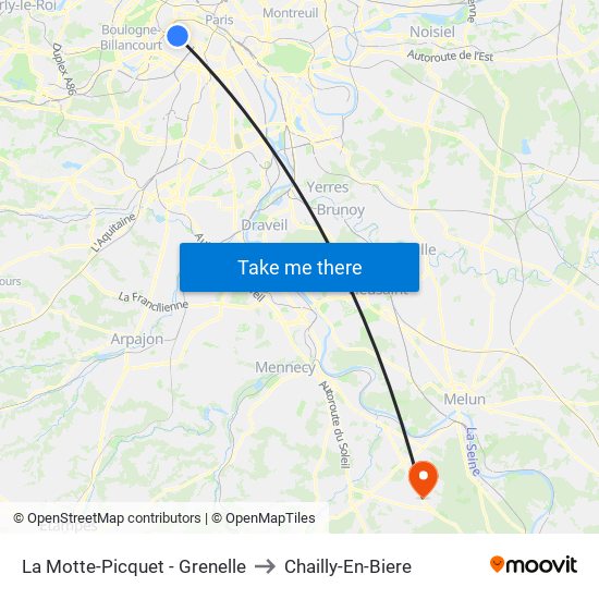 La Motte-Picquet - Grenelle to Chailly-En-Biere map