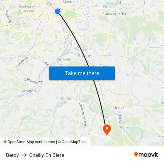 Bercy to Chailly-En-Biere map