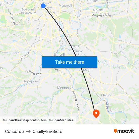 Concorde to Chailly-En-Biere map