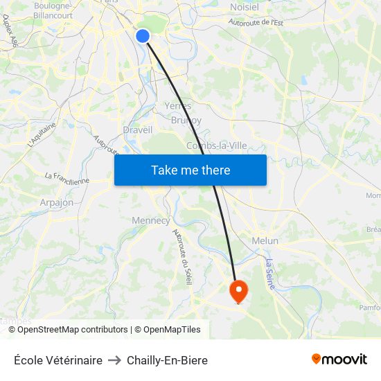 École Vétérinaire to Chailly-En-Biere map