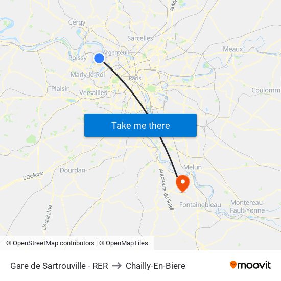 Gare de Sartrouville - RER to Chailly-En-Biere map