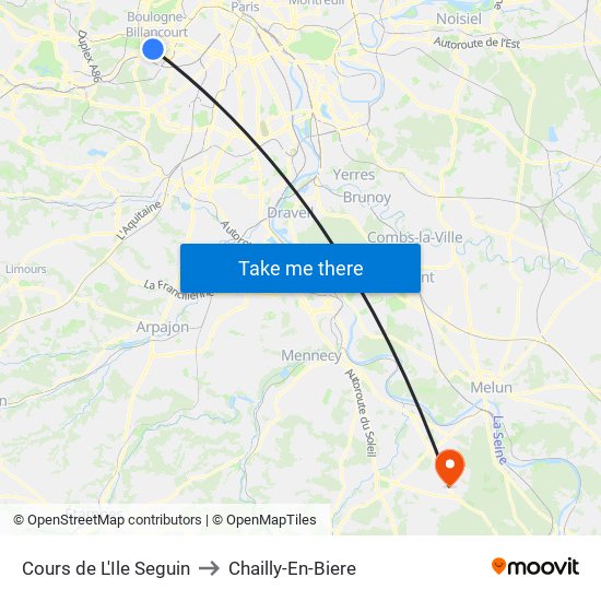 Cours de L'Ile Seguin to Chailly-En-Biere map