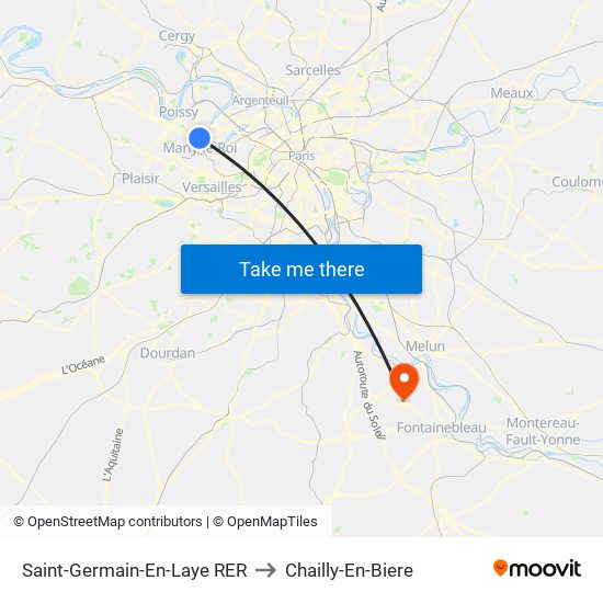 Saint-Germain-En-Laye RER to Chailly-En-Biere map