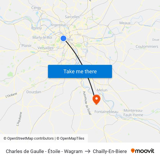 Charles de Gaulle - Étoile - Wagram to Chailly-En-Biere map
