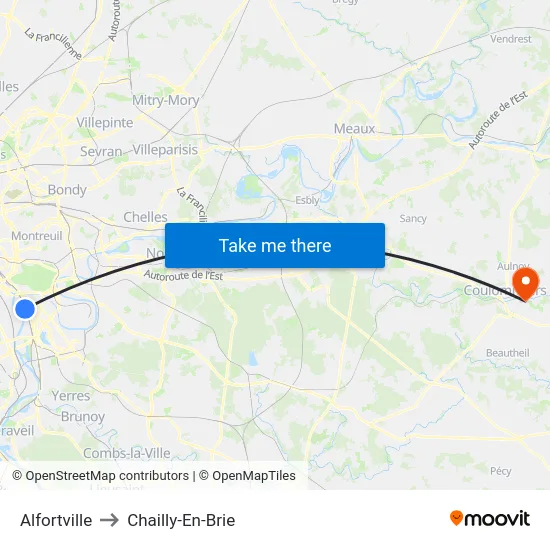 Alfortville to Chailly-En-Brie map