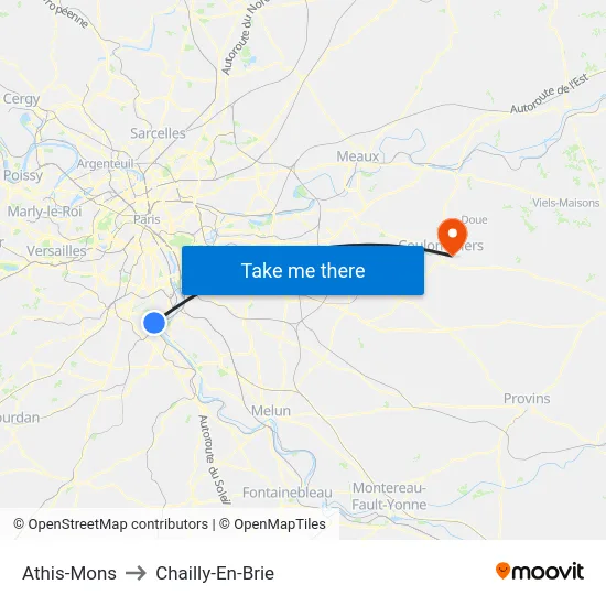 Athis-Mons to Chailly-En-Brie map