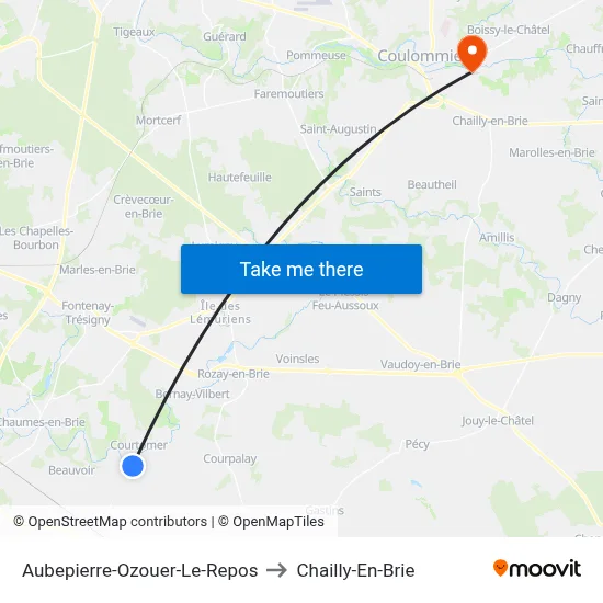 Aubepierre-Ozouer-Le-Repos to Chailly-En-Brie map