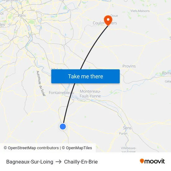 Bagneaux-Sur-Loing to Chailly-En-Brie map