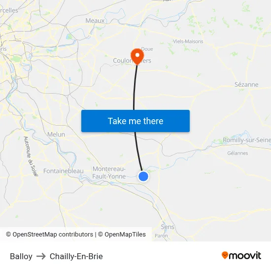 Balloy to Chailly-En-Brie map