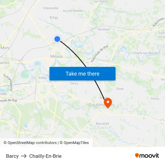 Barcy to Chailly-En-Brie map