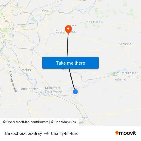 Bazoches-Les-Bray to Chailly-En-Brie map