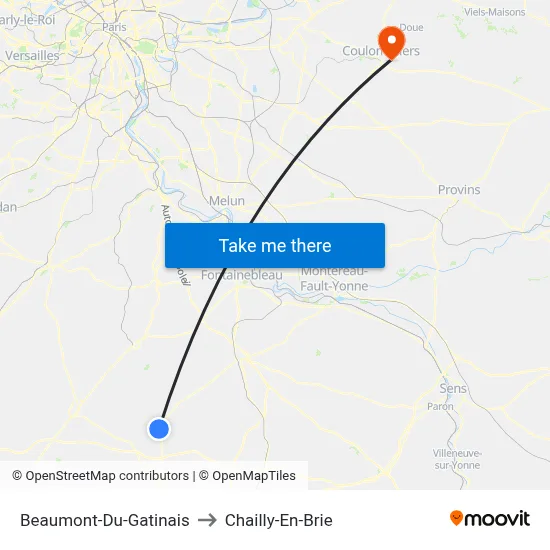 Beaumont-Du-Gatinais to Chailly-En-Brie map