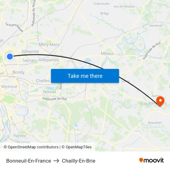 Bonneuil-En-France to Chailly-En-Brie map