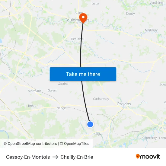 Cessoy-En-Montois to Chailly-En-Brie map