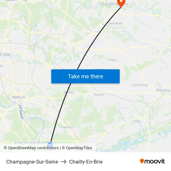 Champagne-Sur-Seine to Chailly-En-Brie map