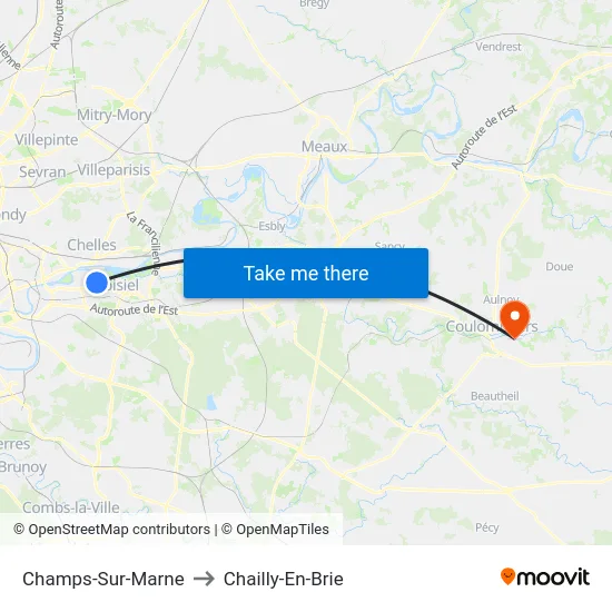 Champs-Sur-Marne to Chailly-En-Brie map