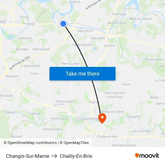 Changis-Sur-Marne to Chailly-En-Brie map