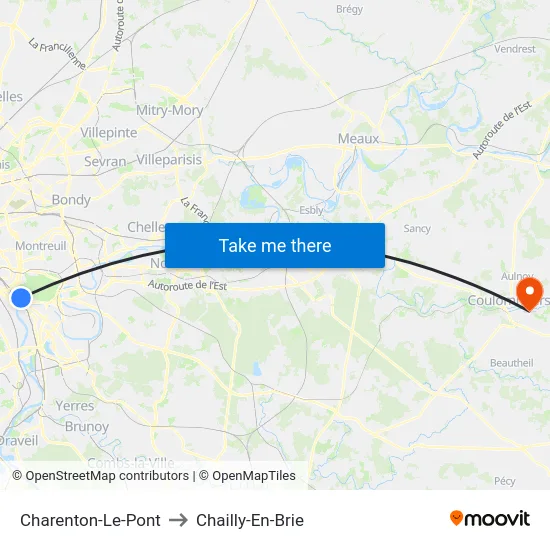 Charenton-Le-Pont to Chailly-En-Brie map