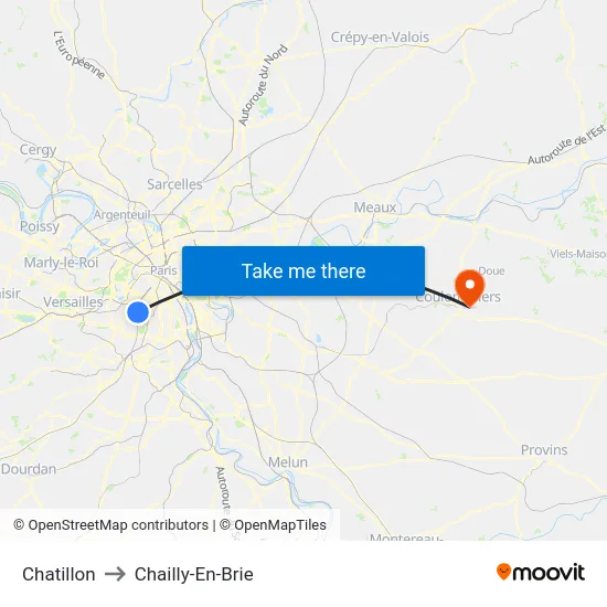 Chatillon to Chailly-En-Brie map