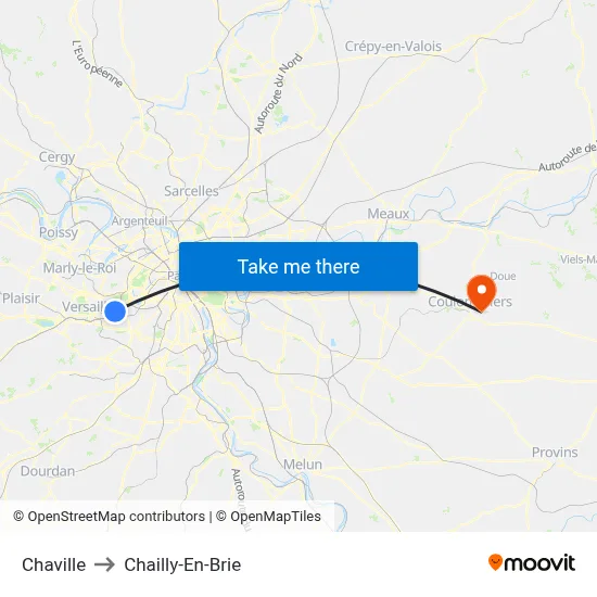 Chaville to Chailly-En-Brie map