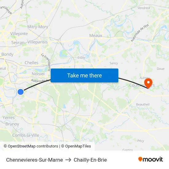 Chennevieres-Sur-Marne to Chailly-En-Brie map