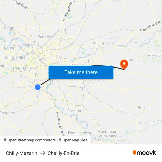 Chilly-Mazarin to Chailly-En-Brie map