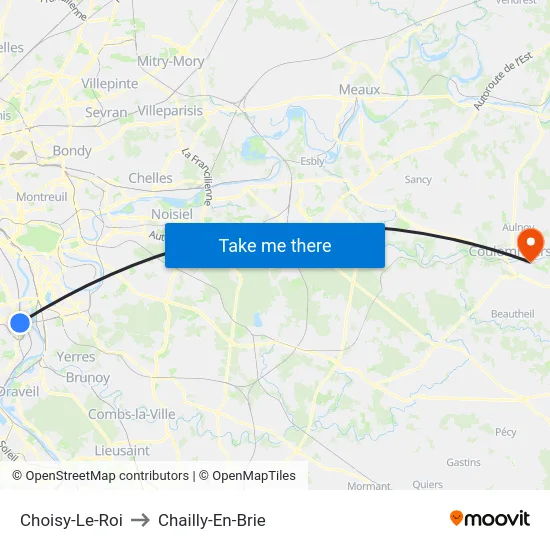 Choisy-Le-Roi to Chailly-En-Brie map