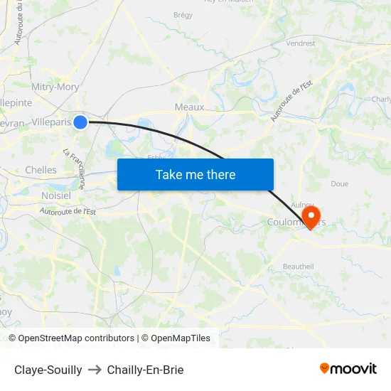 Claye-Souilly to Chailly-En-Brie map