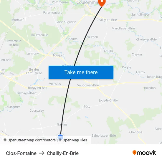 Clos-Fontaine to Chailly-En-Brie map