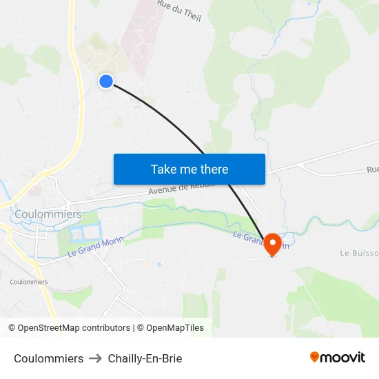 Coulommiers to Chailly-En-Brie map