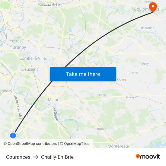 Courances to Chailly-En-Brie map
