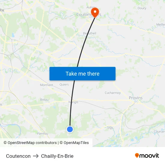 Coutencon to Chailly-En-Brie map