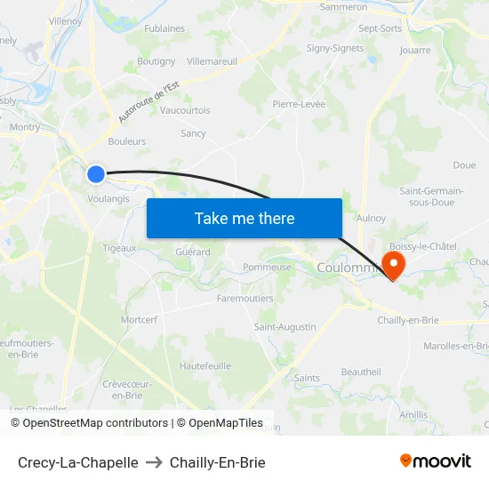 Crecy-La-Chapelle to Chailly-En-Brie map