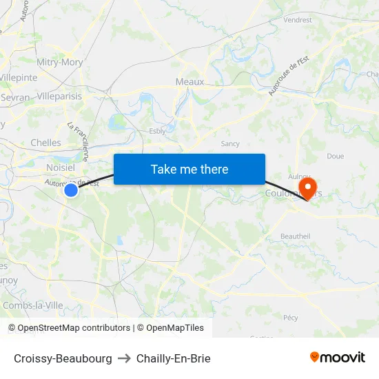Croissy-Beaubourg to Chailly-En-Brie map