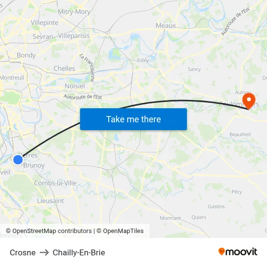 Crosne to Chailly-En-Brie map