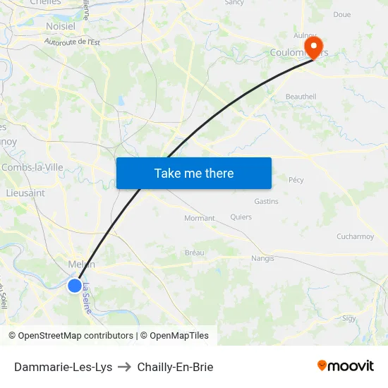 Dammarie-Les-Lys to Chailly-En-Brie map