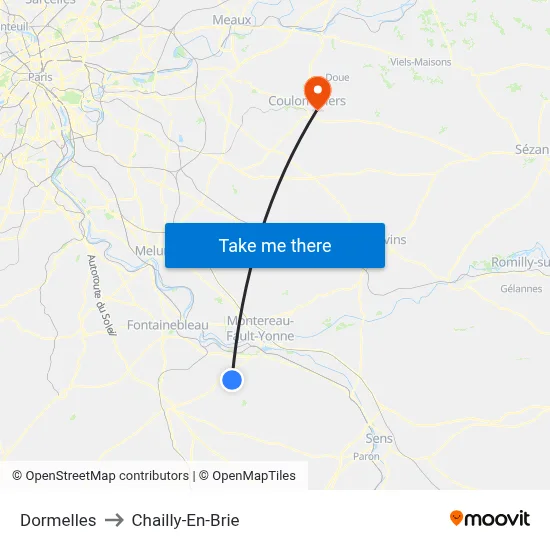 Dormelles to Chailly-En-Brie map