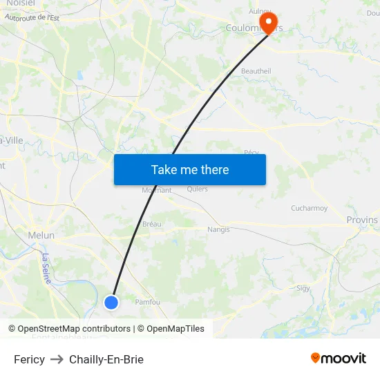 Fericy to Chailly-En-Brie map