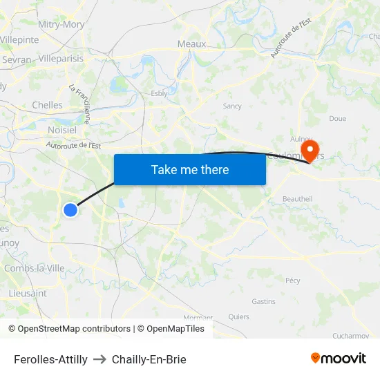 Ferolles-Attilly to Chailly-En-Brie map