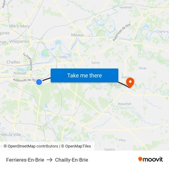 Ferrieres-En-Brie to Chailly-En-Brie map