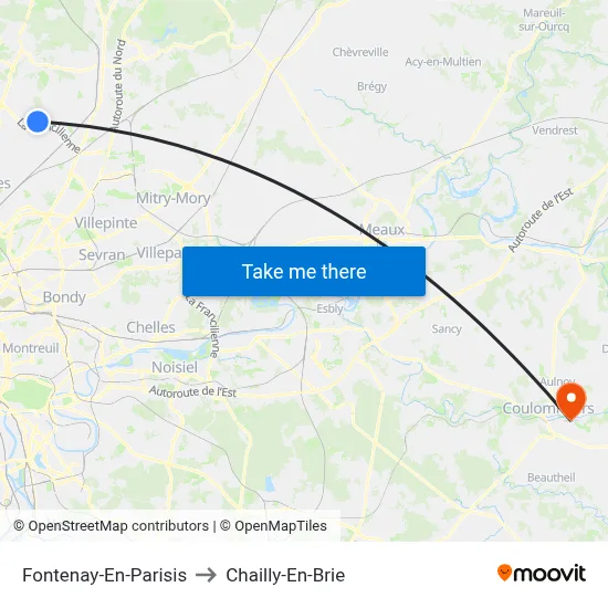 Fontenay-En-Parisis to Chailly-En-Brie map