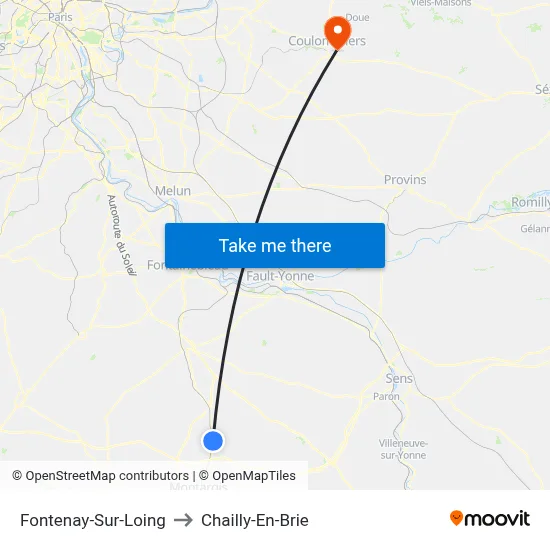 Fontenay-Sur-Loing to Chailly-En-Brie map