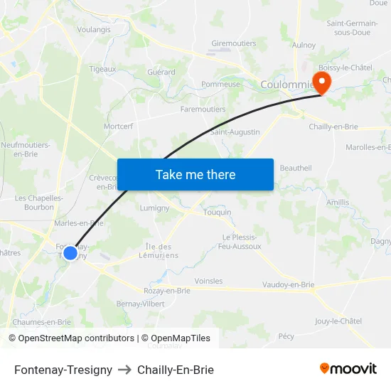 Fontenay-Tresigny to Chailly-En-Brie map