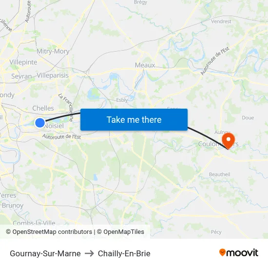 Gournay-Sur-Marne to Chailly-En-Brie map