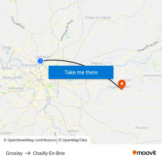 Groslay to Chailly-En-Brie map