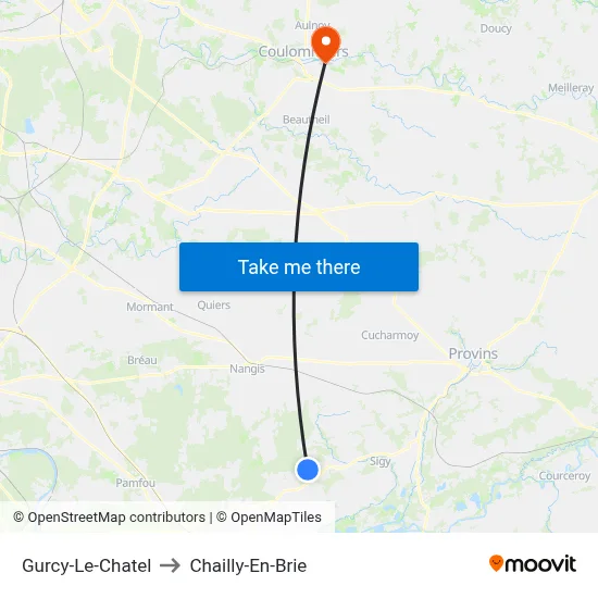 Gurcy-Le-Chatel to Chailly-En-Brie map