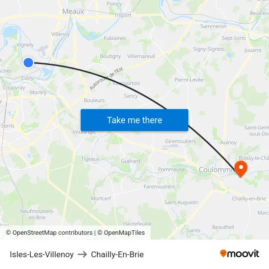 Isles-Les-Villenoy to Chailly-En-Brie map